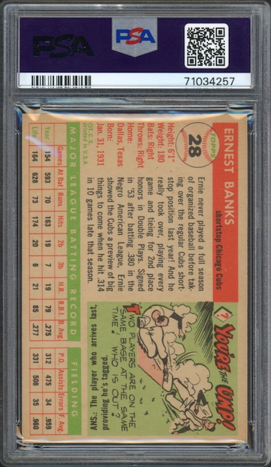 1955 Topps #28 Ernie Banks PSA NM-MT+ 8.5