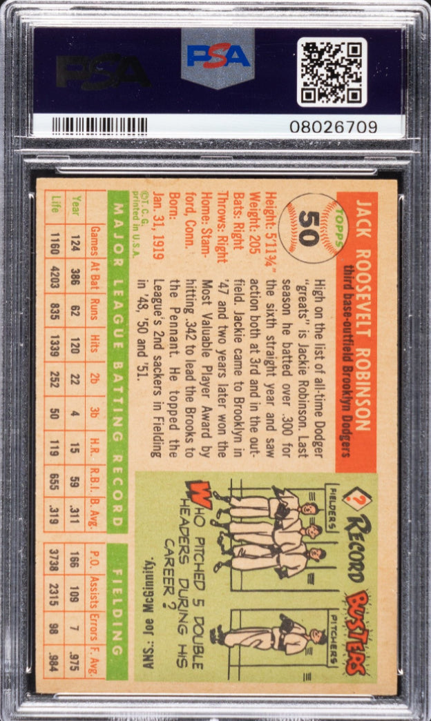 1955 Topps #50 Jackie Robinson PSA 8