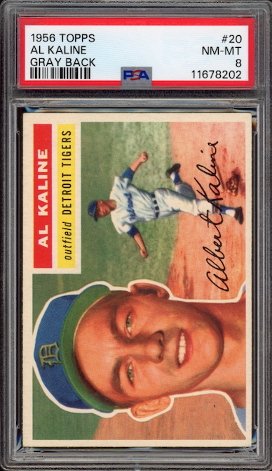 1956 Topps #20 Al Kaline Gray Back PSA NM-MT 8