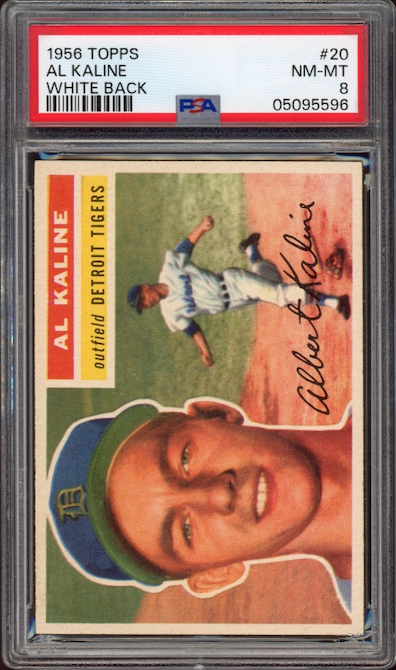 1956 Topps #20 Al Kaline White Back PSA NM-MT 8