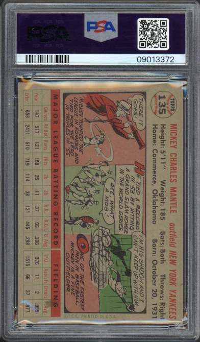 1956 Topps #135 Mickey Mantle Gray Back PSA NM 7