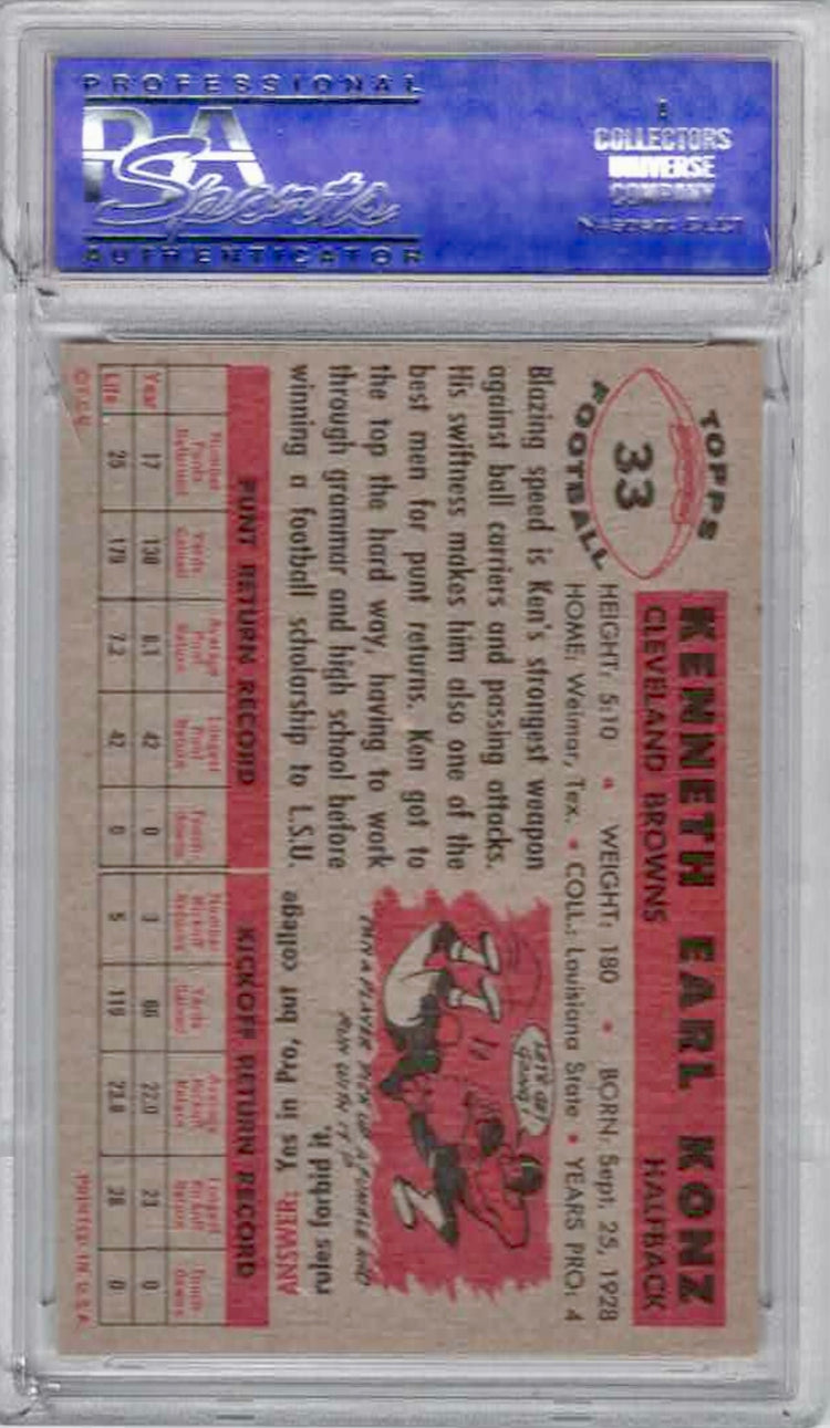 1956 Topps #33 Kenny Konz PSA 8