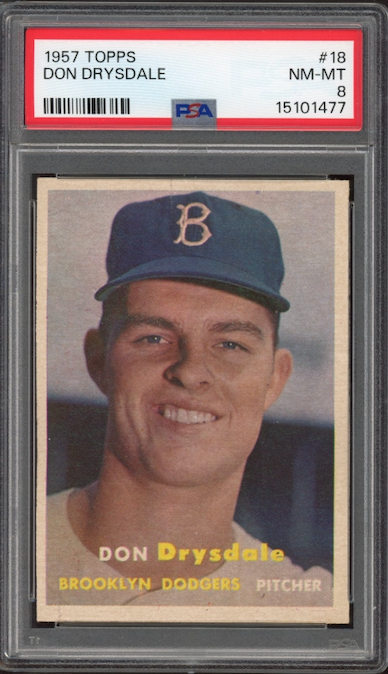 1957 Topps #18 Don Drysdale ROOKIE PSA NM-MT 8