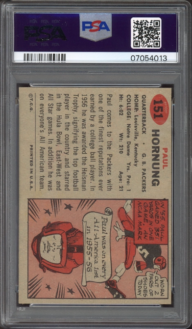 1957 Topps #151 Paul Hornung ROOKIE PSA NM-MT 8