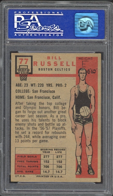 1957 Topps #77 Bill Russell ROOKIE PSA EX 5