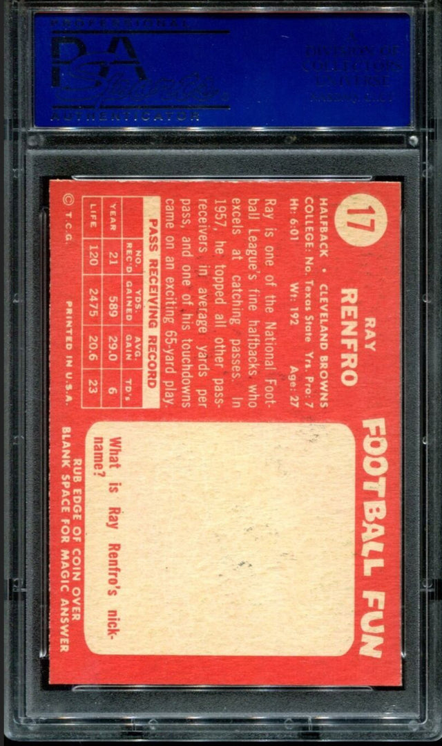 1958 Topps #17 Ray Renfro PSA 8