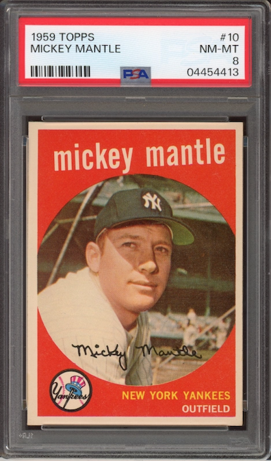 1959 Topps #10 Mickey Mantle PSA NM-MT 8
