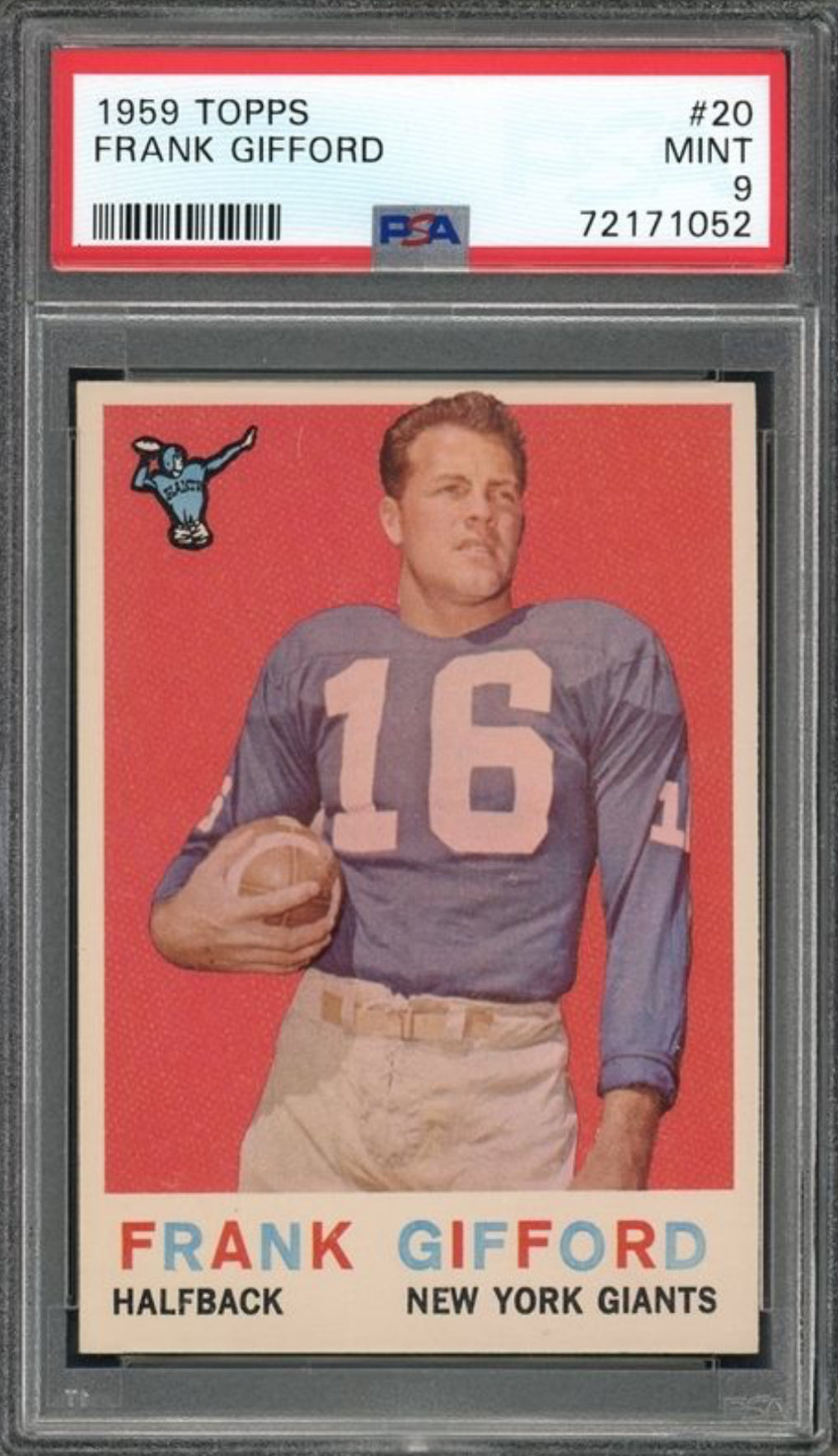 1959 Topps #20 Frank Gifford PSA MINT 9