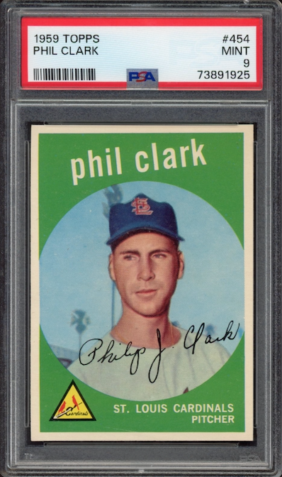 1959 Topps #454 Phil Clark PSA MINT 9