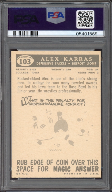 1959 Topps #103 Alex Karras ROOKIE PSA NM-MT 8