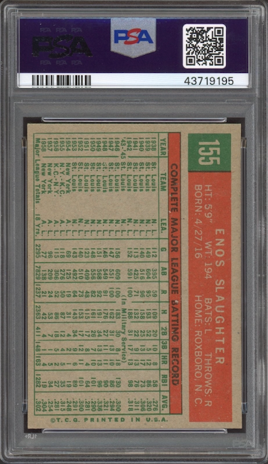 1959 Topps #155 Enos Slaughter PSA NM-MT 8
