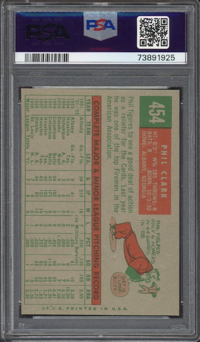 1959 Topps #454 Phil Clark PSA MINT 9