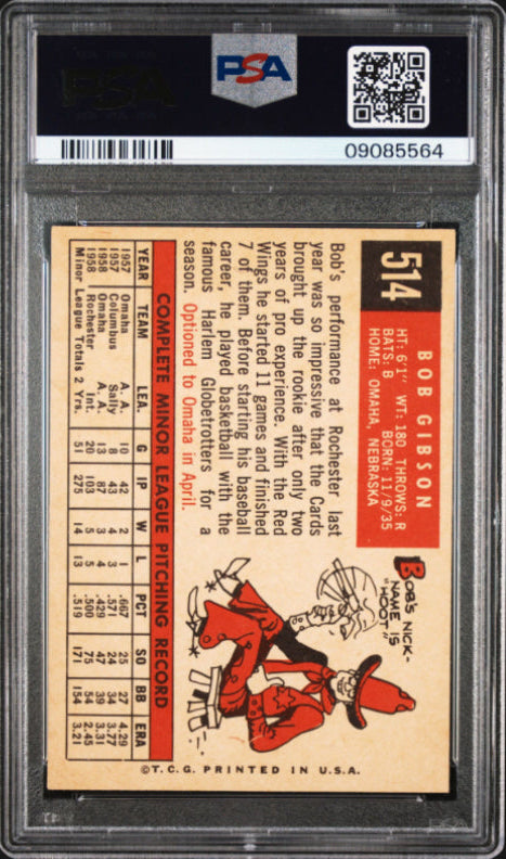 1959 Topps #514 Bob Gibson PSA 7