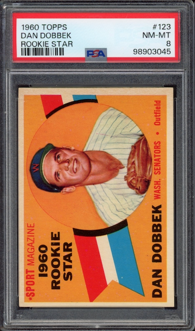 1960 Topps #123 Dan Dobbek ROOKIE Star PSA NM-MT 8