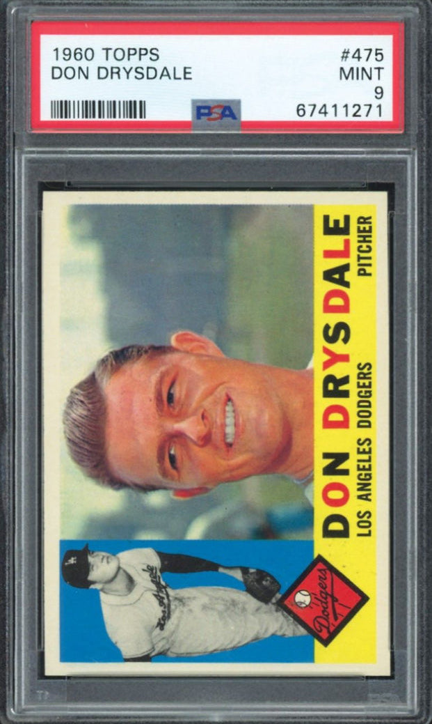 1960 Topps #475 Don Drysdale PSA MINT 9