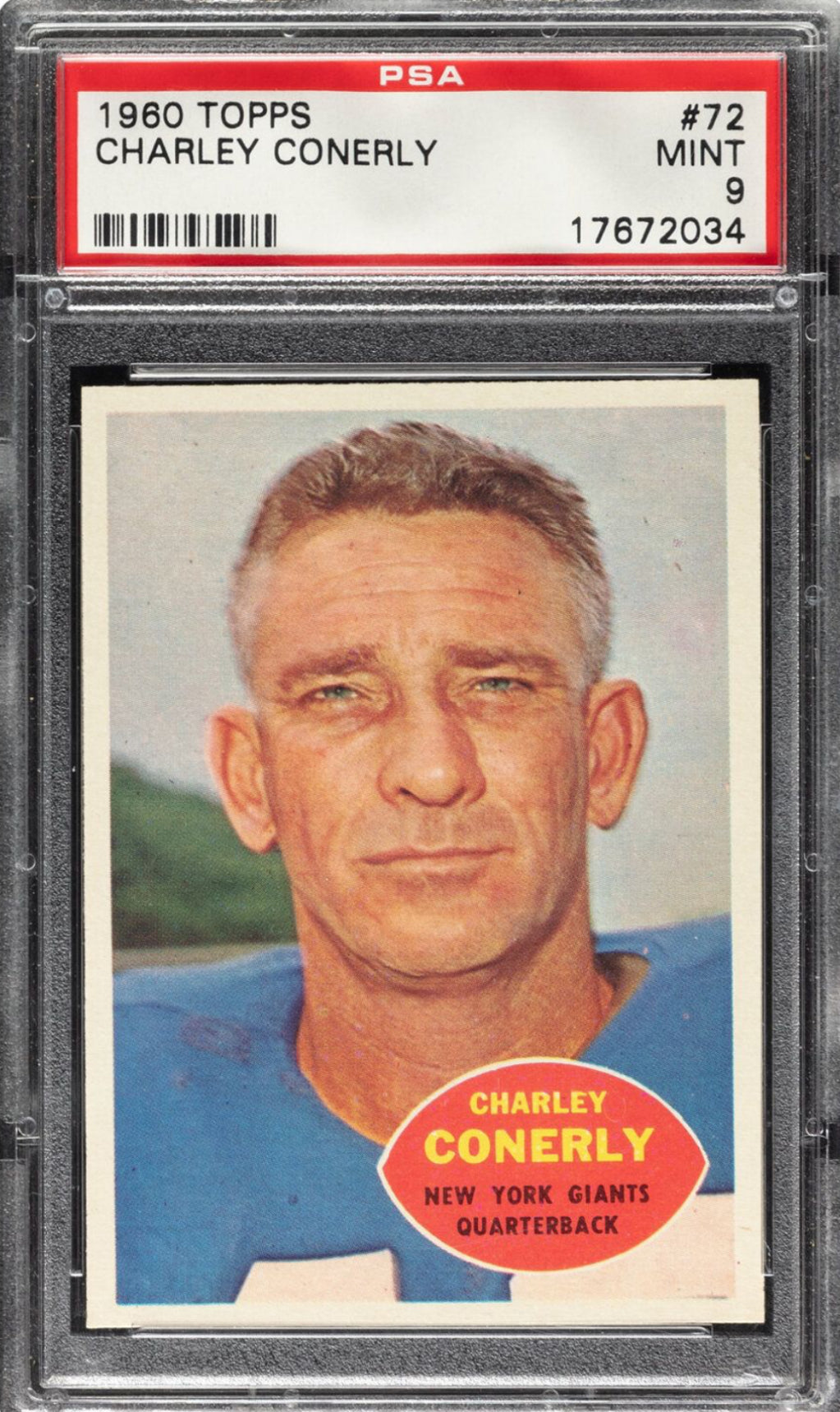 1960 Topps #72 Charley Conerly PSA MINT 9