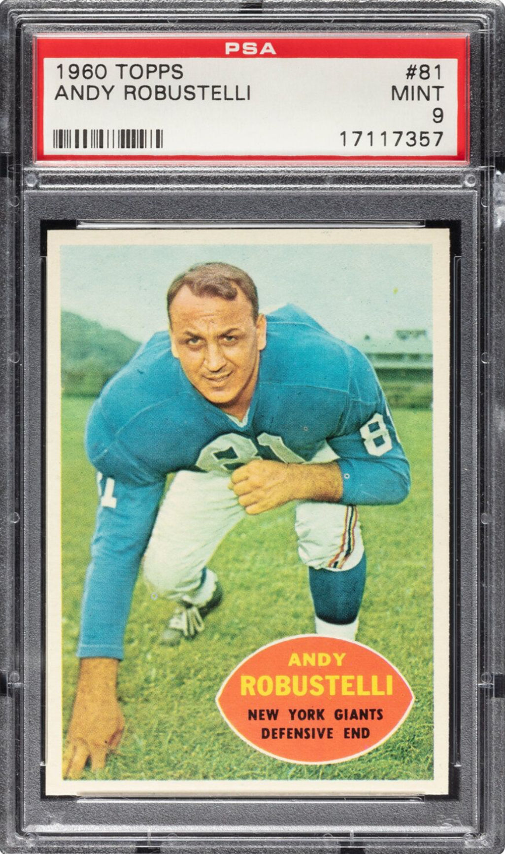 1960 Topps #81 Andy Robustelli PSA MINT 9