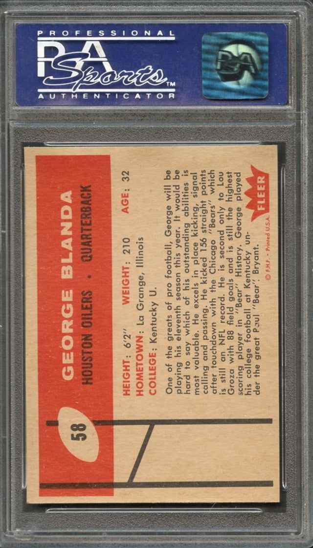 1960 Fleer #58 George Blanda PSA MINT 9