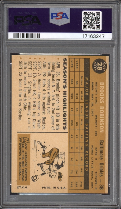 1960 Topps #28 Brooks Robinson PSA MINT 9