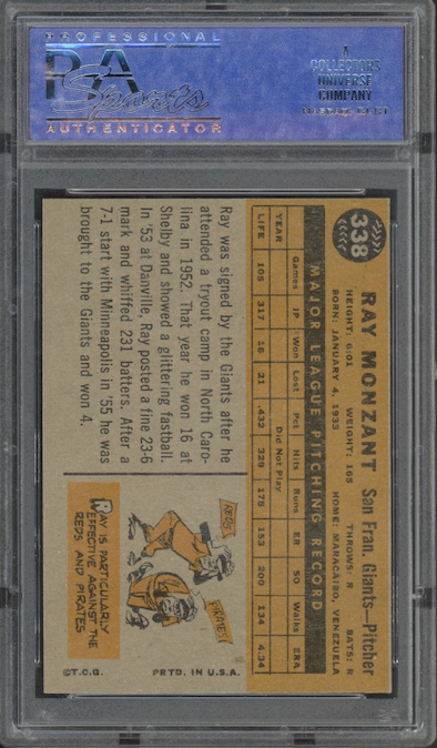 1960 Topps #338 Ray Monzant PSA NM-MT 8