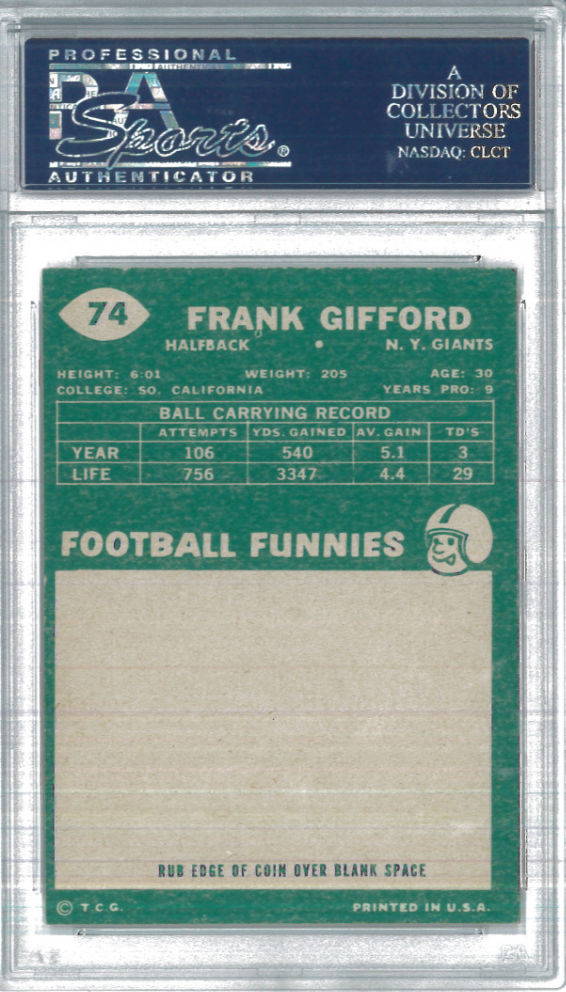 1960 Topps #74 Frank Gifford PSA NM-MT 8