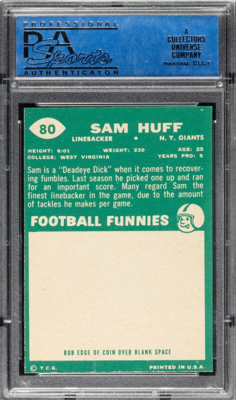 1960 Topps #80 Sam Huff PSA MINT 9