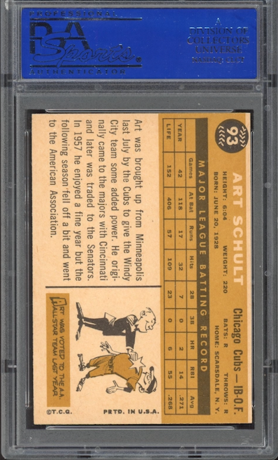 1960 Topps #93 Art Schult PSA NM-MT 8