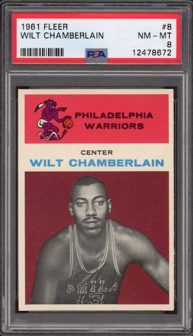 1961 Fleer #8 Wilt Chamberlain ROOKIE PSA NM-MT 8
