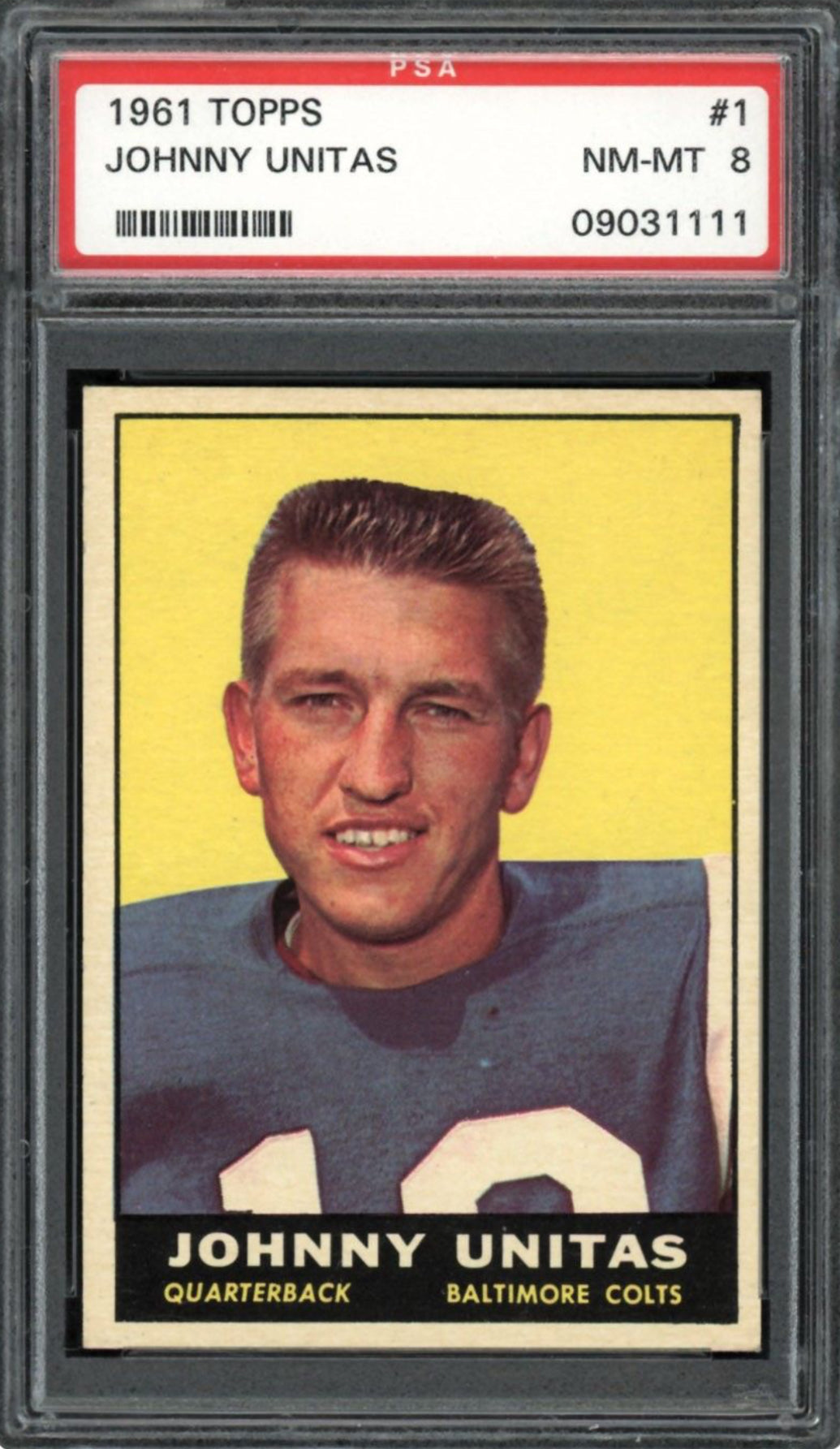 1961 Topps #1 Johnny Unitas PSA NM-MT 8
