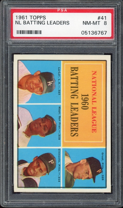 1961 Topps #41 NL Batting Leaders PSA NM-MT 8