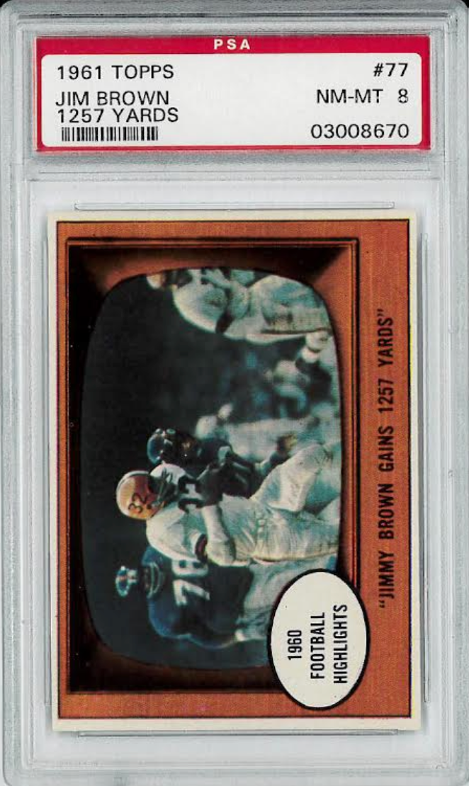1961 Topps #77 Jim Brown 1257 Yards PSA 8