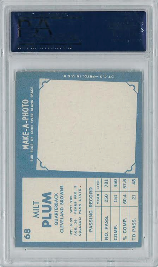 1961 Topps #68 Milt Plum PSA 8