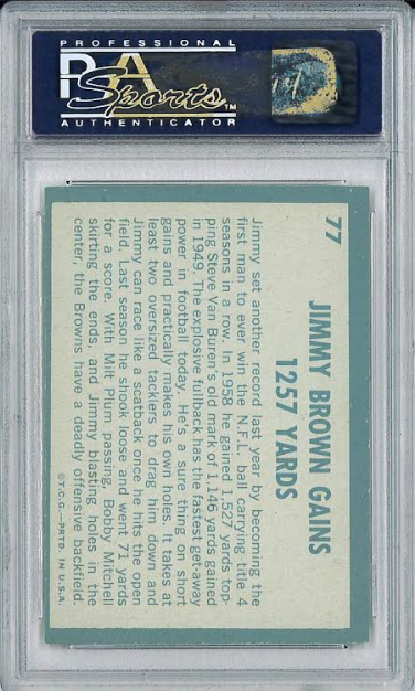 1961 Topps #77 Jim Brown 1257 Yards PSA 8