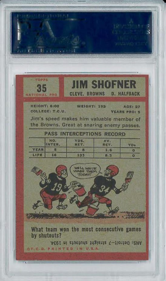 1962 Topps #35 Jim Shofner PSA 7