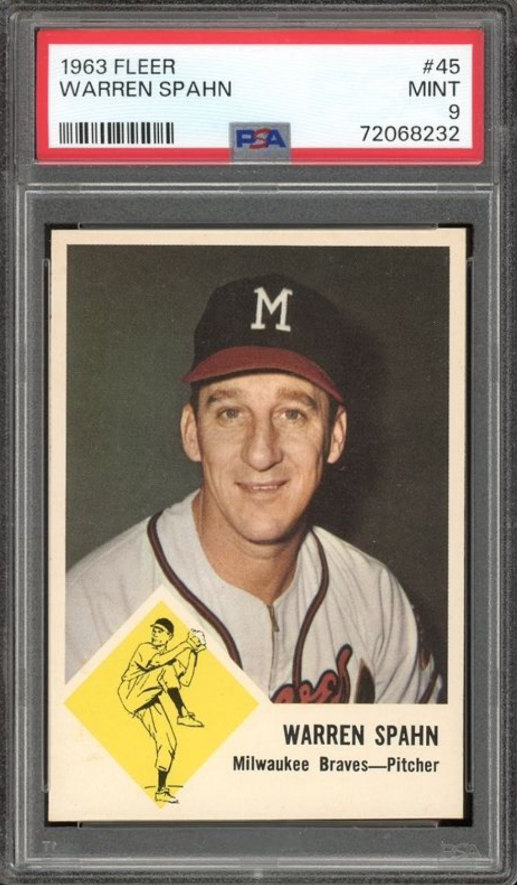1963 Fleer #45 Warren Spahn PSA MINT 9
