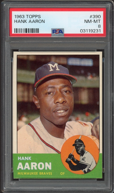 1963 Topps #390 Hank Aaron PSA NM-MT 8