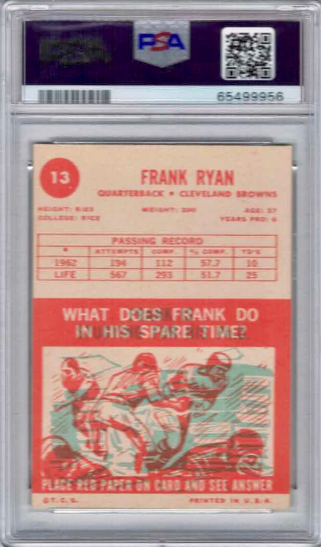 1963 Topps #13 Frank Ryan PSA 7