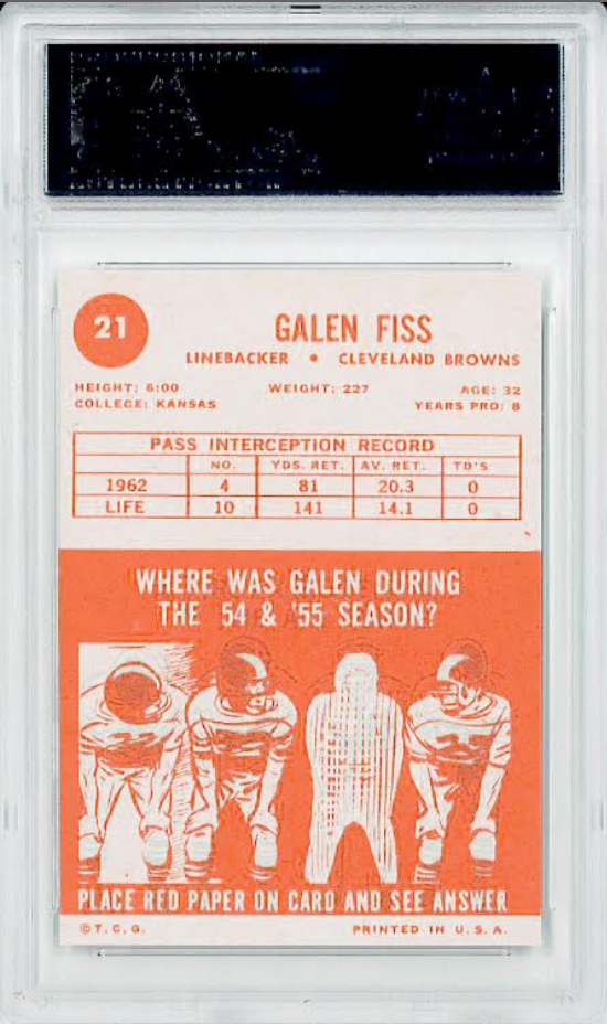 1963 Topps #21 Galen Fiss PSA 8.5