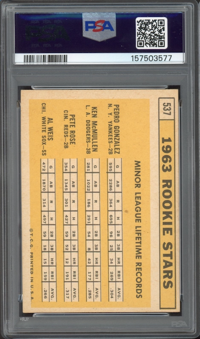1963 Topps #537 1963 Rookie Stars Pete Rose ROOKIE PSA EX 5
