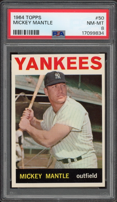 1964 Topps #50 Mickey Mantle PSA NM-MT 8