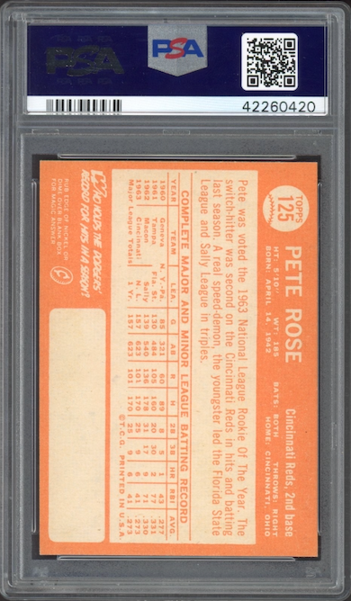 1964 Topps #125 Pete Rose All-Star Rookie PSA NM-MT+ 8.5