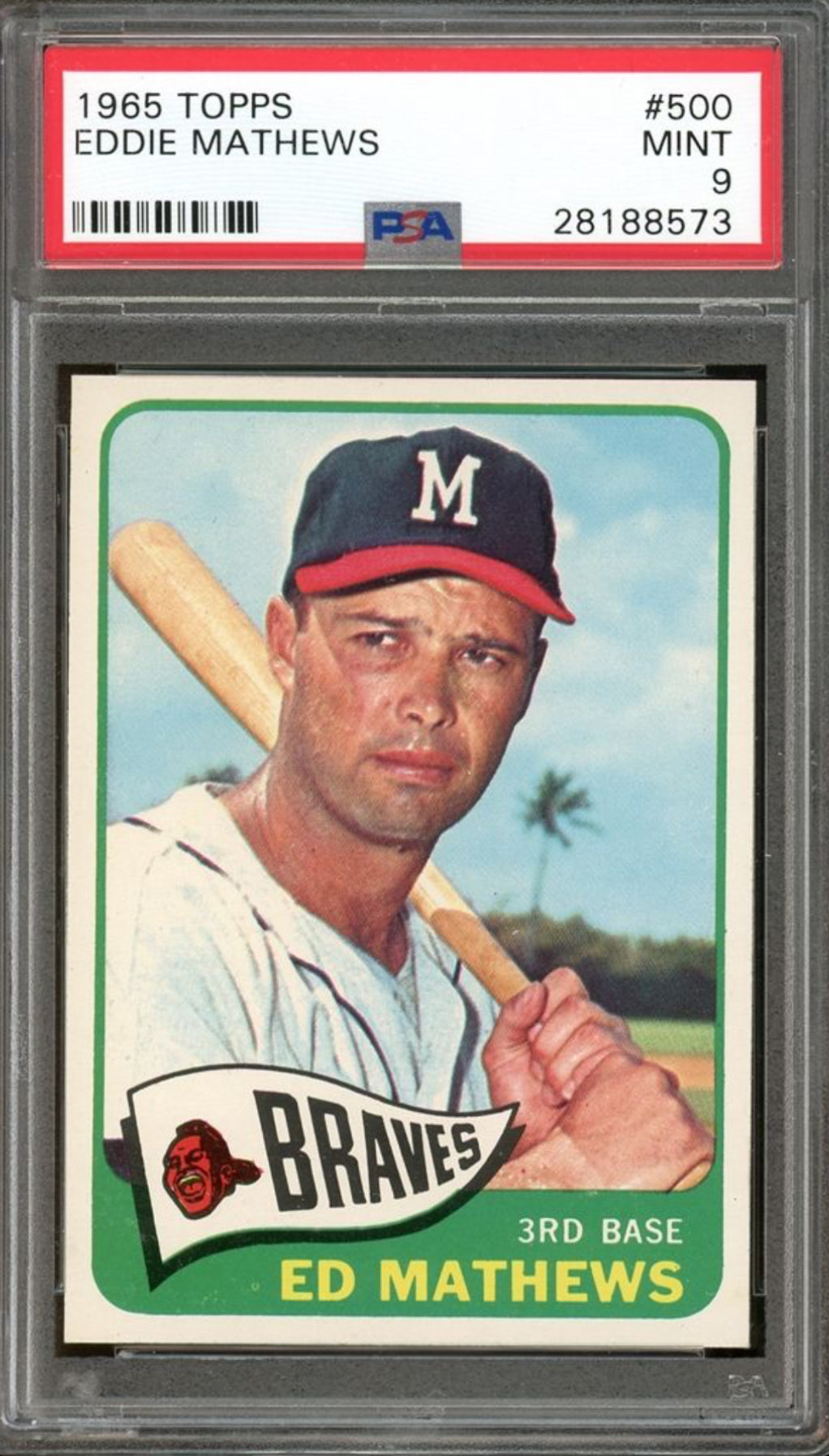 1965 Topps #500 Eddie Matthews PSA MINT 9