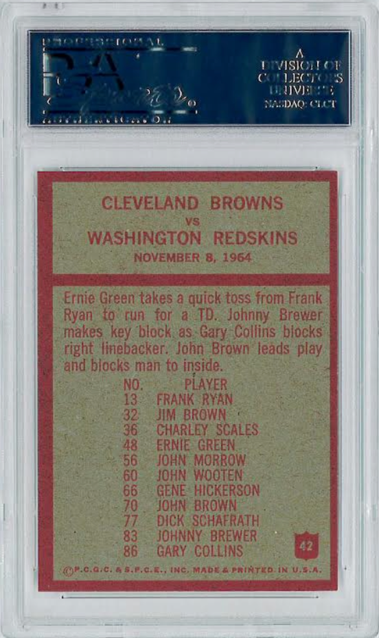 1965 Philadelphia #42 Cleveland Browns Play Card PSA 8