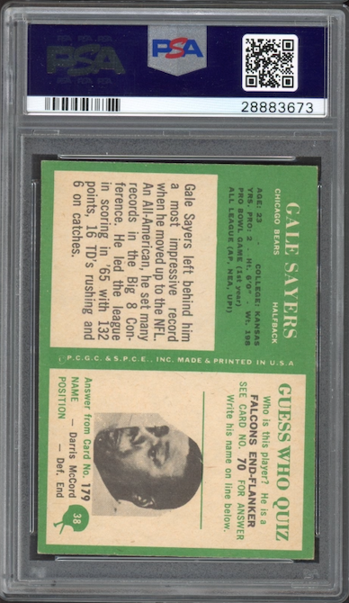 1966 Philadelphia #38 Gale Sayers ROOKIE PSA NM 7