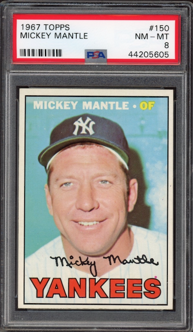 1967 Topps #150 Mickey Mantle PSA NM-MT 8
