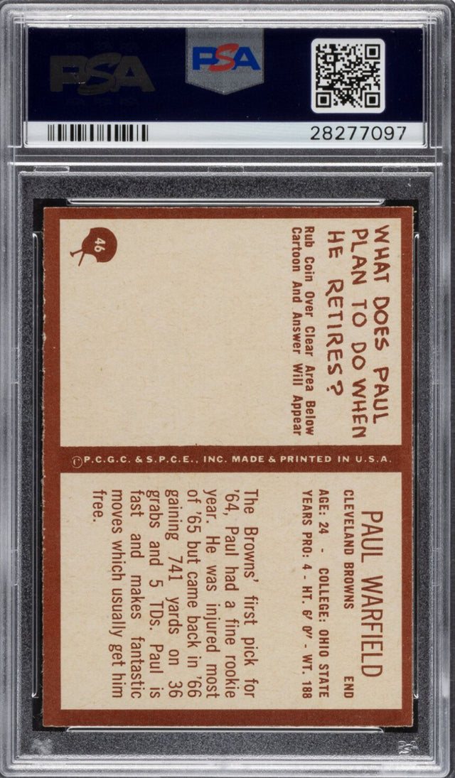 1967 Philadelphia #46 Paul Warfield PSA MINT 9