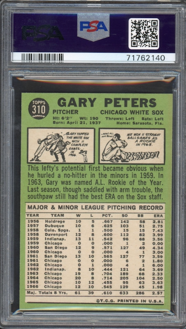 1967 Topps #310 Gary Peters PSA NM-MT 8
