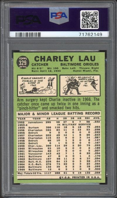 1967 Topps #329 Charley Lau PSA NM-MT 8