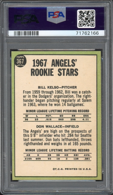 1967 Topps #367 Angels Rookies B. Kelso/D. Wallace PSA NM-MT 8