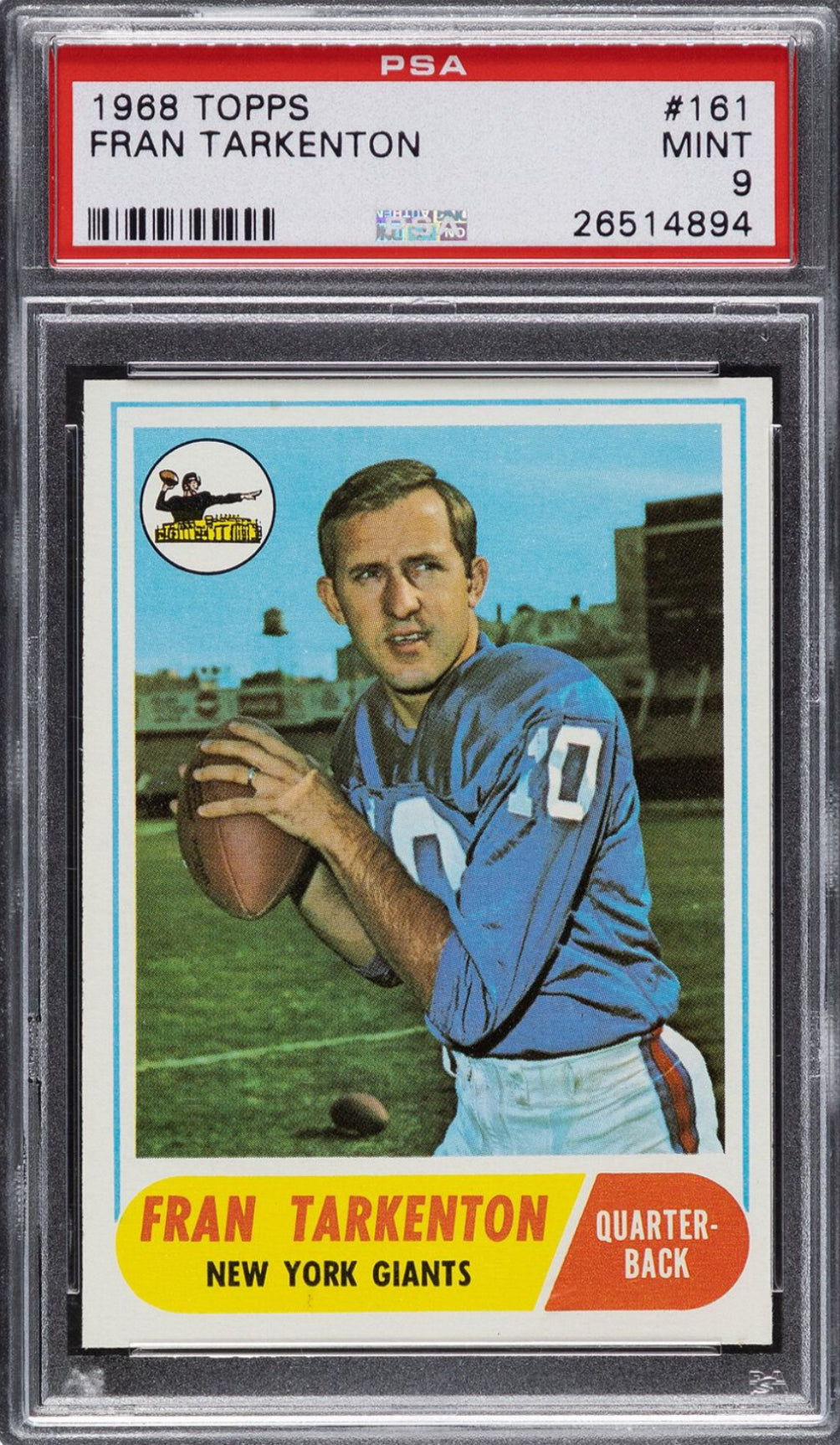 1968 Topps #161 Fran Tarkenton PSA MINT 9